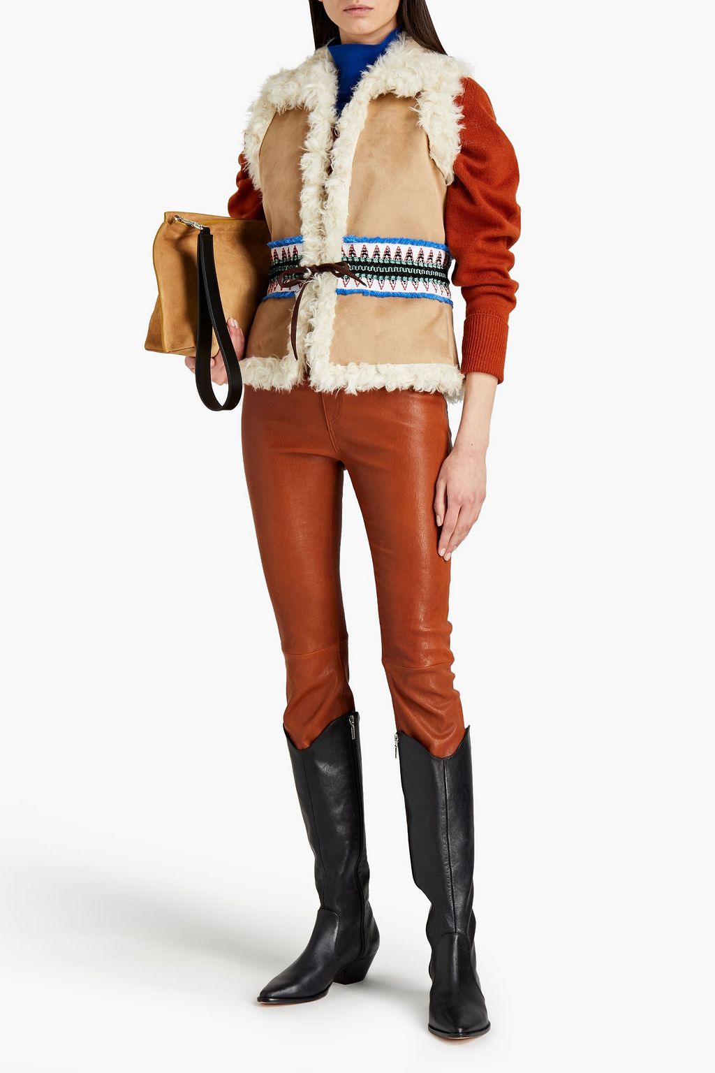 STELLA JEAN Appliquéd faux shearling vest