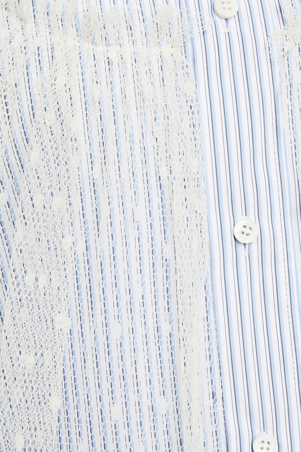 REDVALENTINO Point d'esprit-trimmed striped cotton-blend poplin shirt