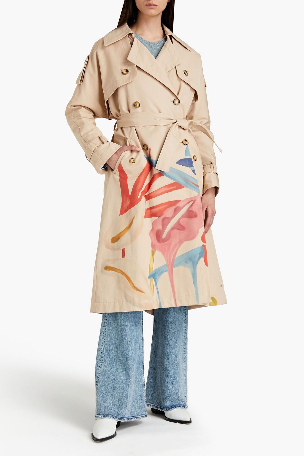 STELLA JEAN Printed cotton-blend trench coat