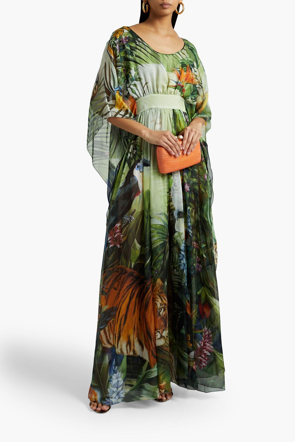 DOLCE&GABBANA Open-back printed silk-chiffon kaftan