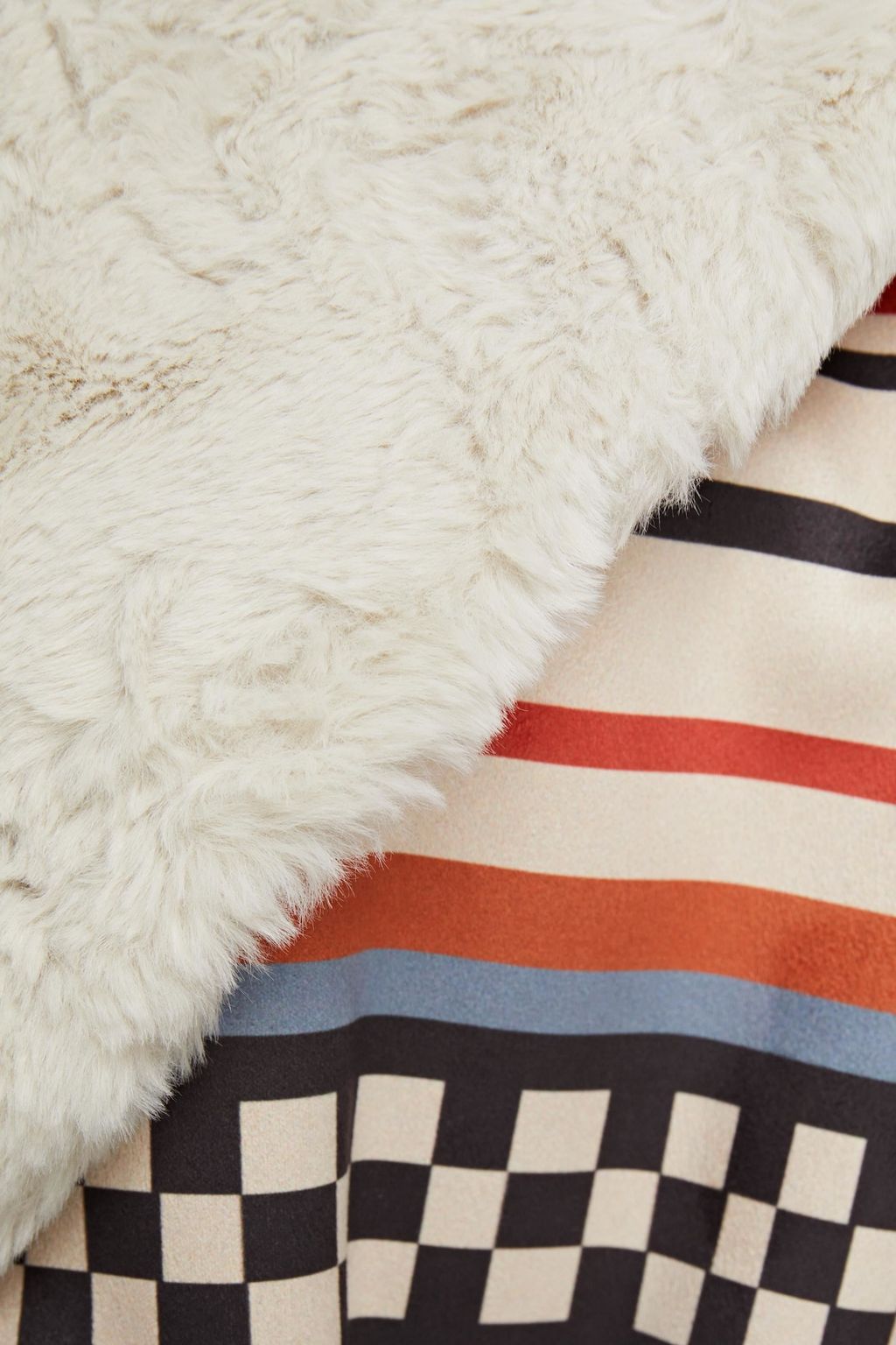 STELLA JEAN Belted printed faux shearling hooded jacket