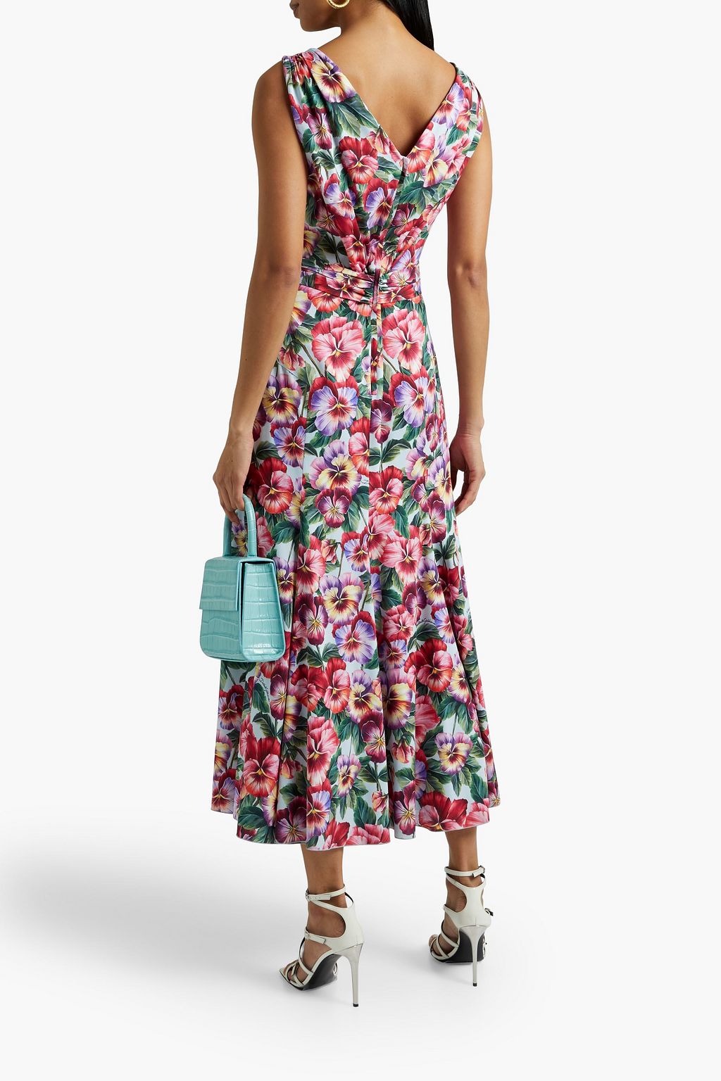 DOLCE&GABBANA Tie-front wrap-effect floral-print silk-blend midi dress
