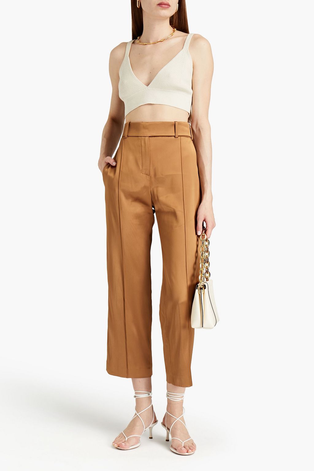 SIMKHAI Lynette ribbed cotton and cashmere-blend bra top