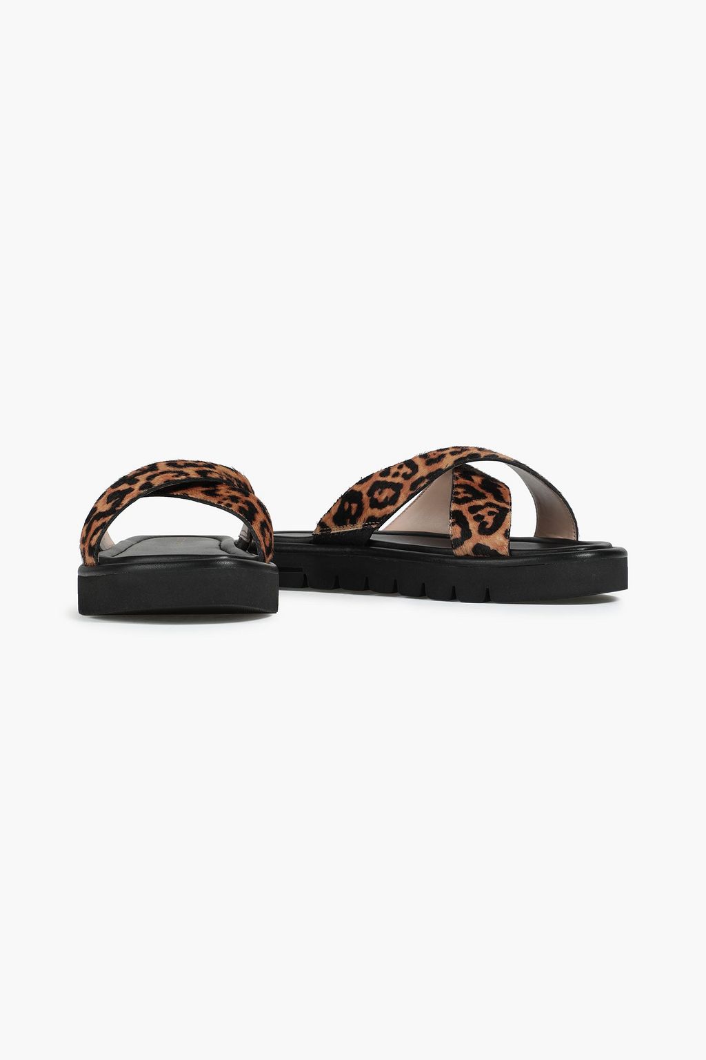 STUART WEITZMAN 레오파드 프린트 카프 헤어 샌들