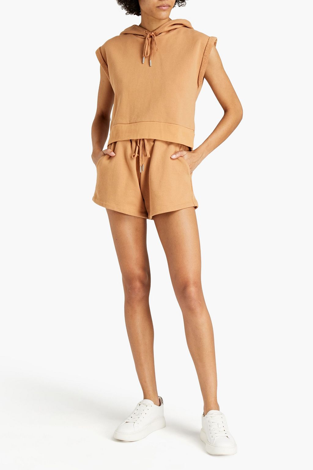 SIMKHAI Cropped organic French cotton-terry hoodie