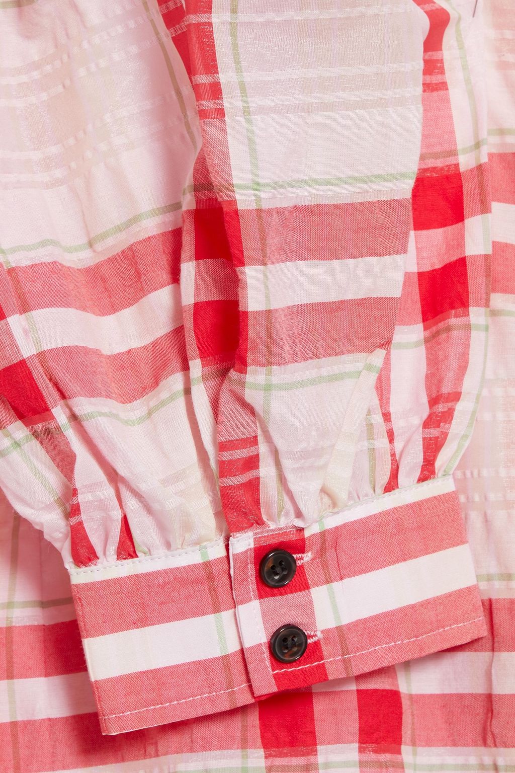 GANNI Checked cotton-blend mini dress