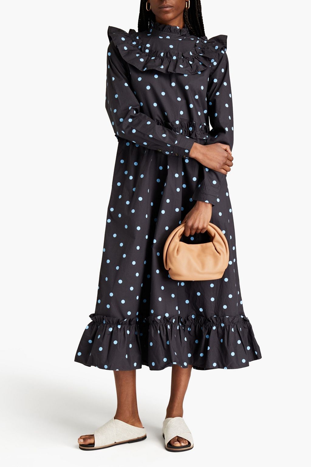 ganni polka dot dress