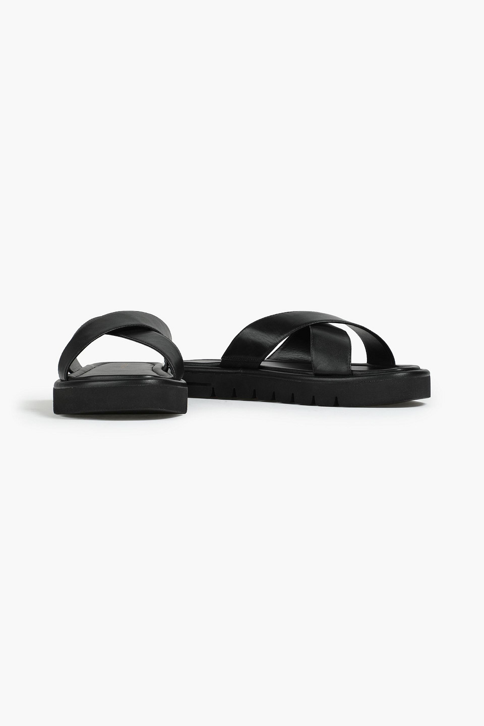 Stuart Weitzman Rockrose Leather Slides In Black ModeSens