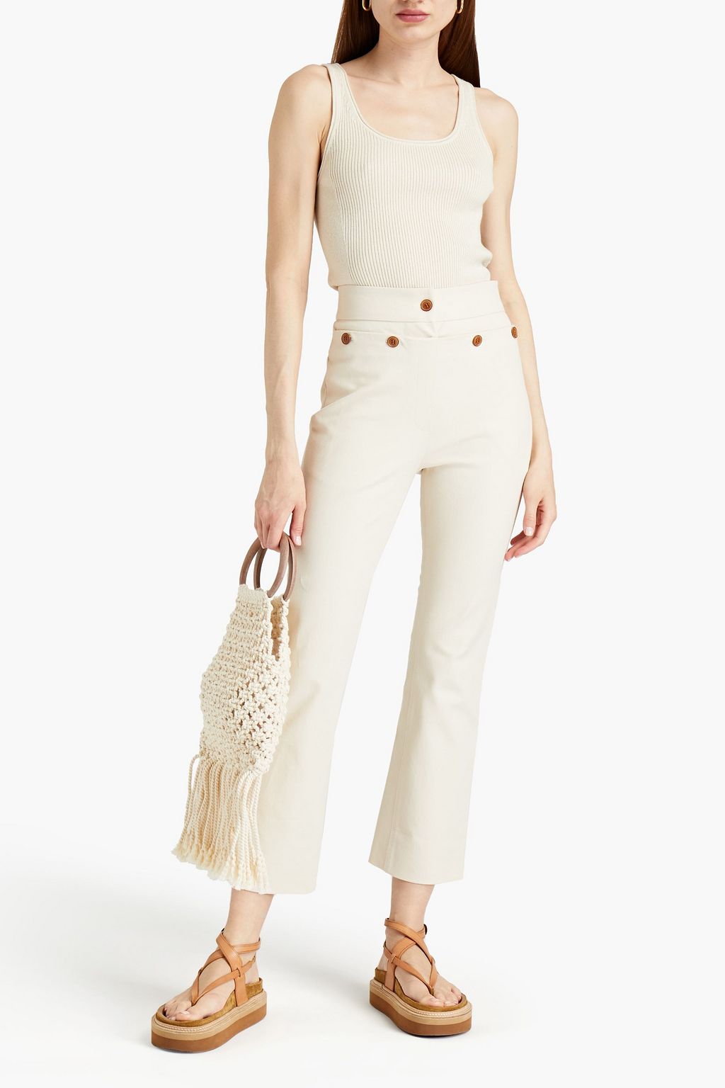 SIMKHAI Ribbed cotton and cashmere-blend tank