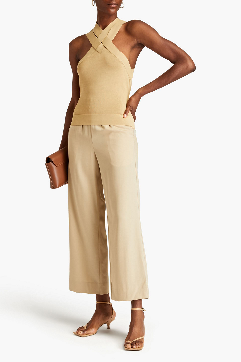 By Malene Birger Sonya Stretch-knit Top In Beige