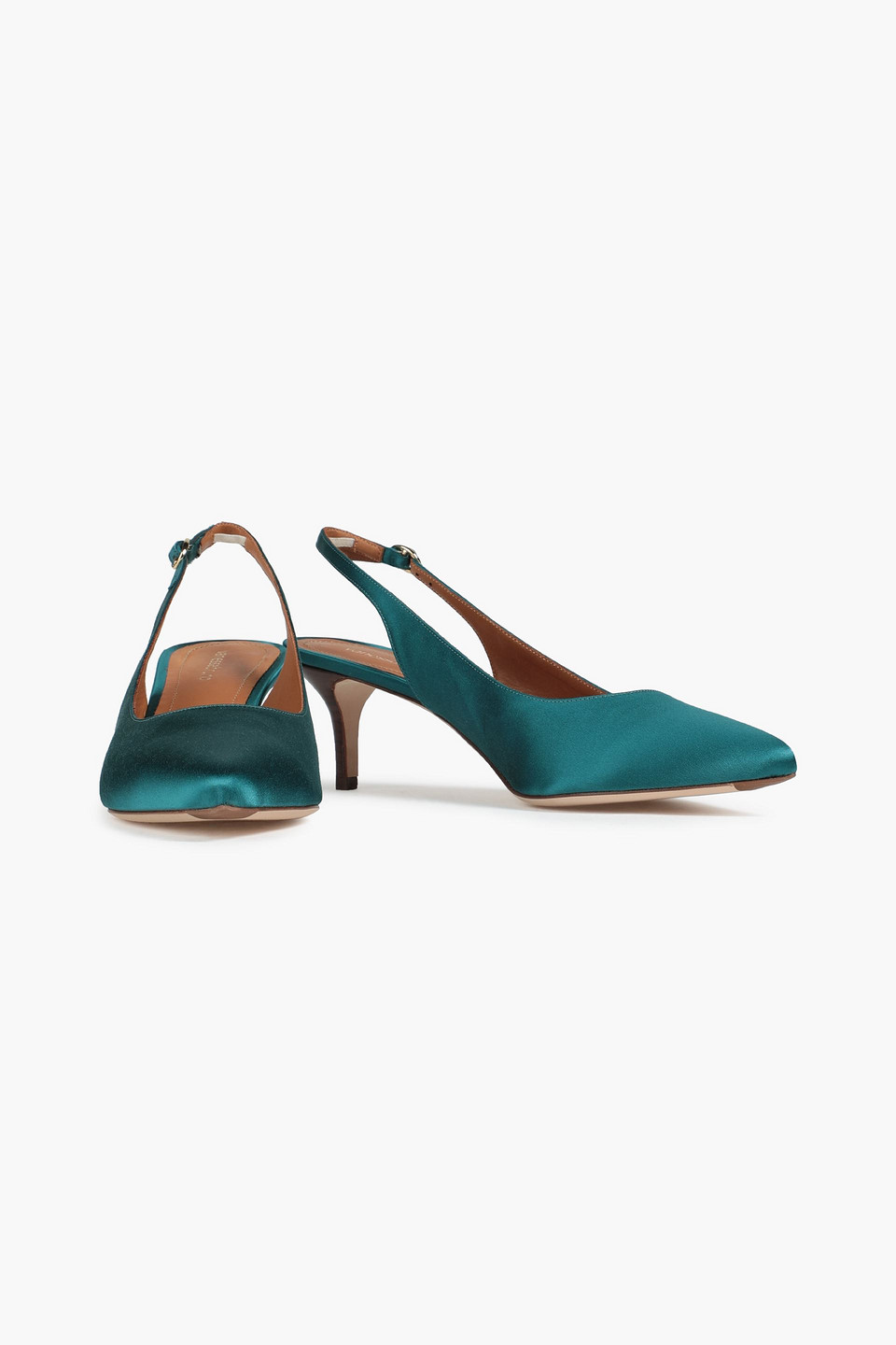 Vanessa Bruno Satin Slingback Pumps In Emerald