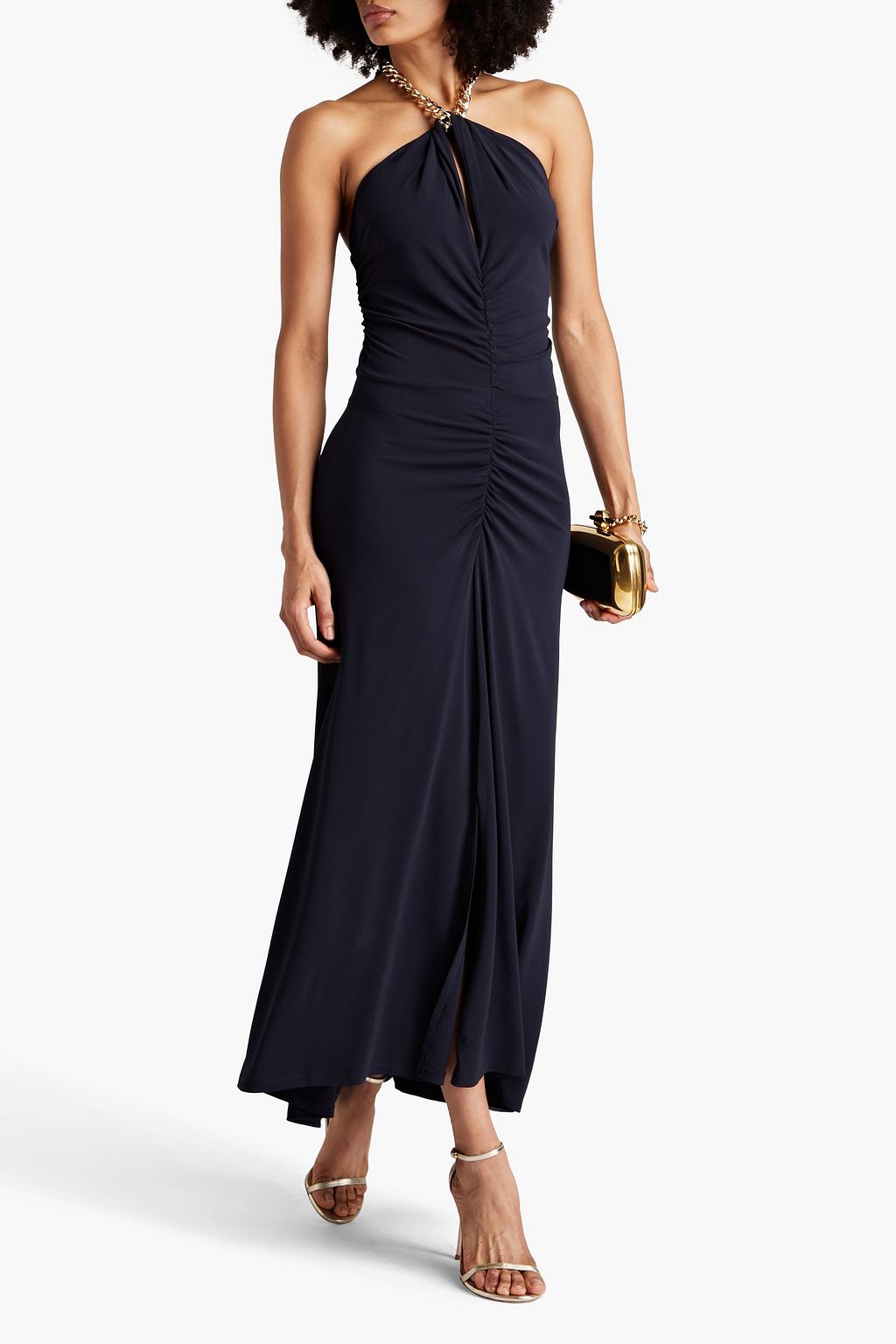 VERONICA BEARD Reze chainembellished stretchjersey halterneck maxi