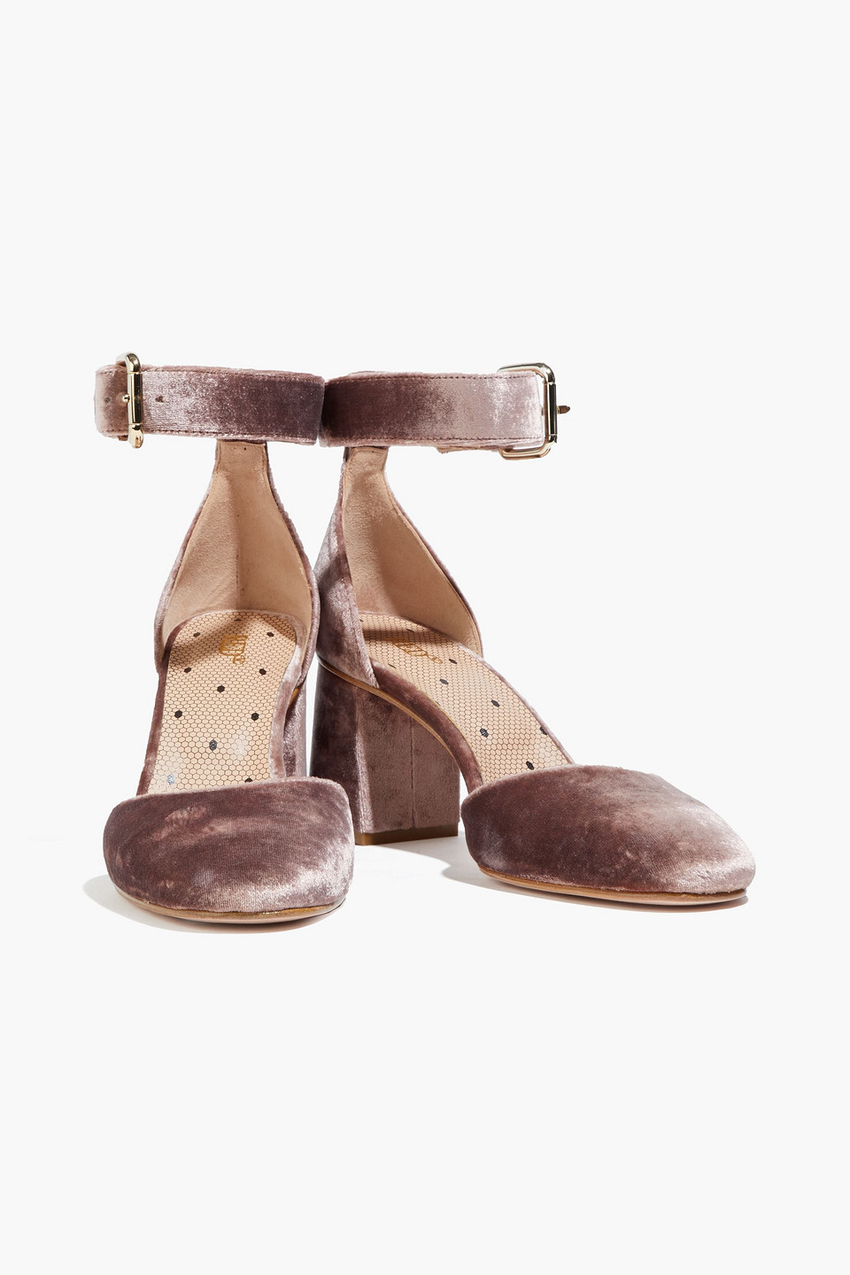 Redv Crushed-velvet Pumps In Blush