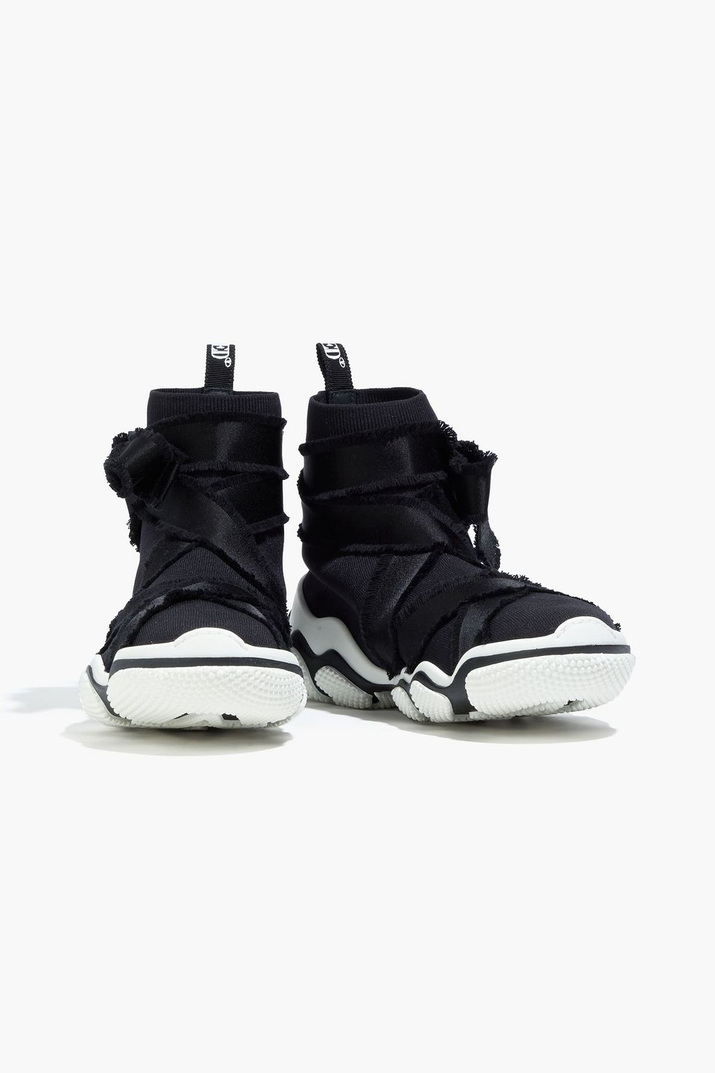 RED(V) Glam Run satin-trimmed stretch-knit high-top sneakers