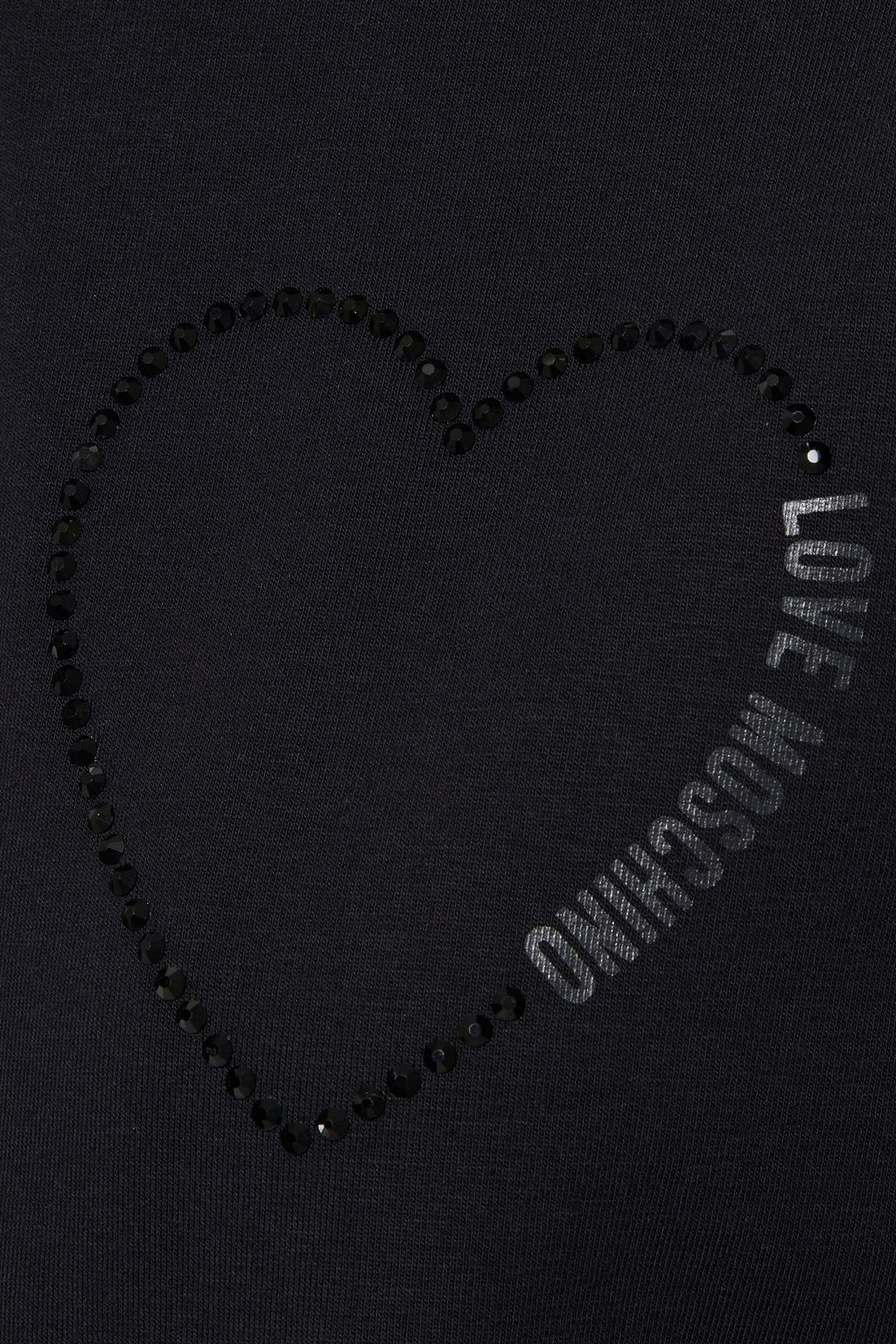 LOVE MOSCHINO Crystal-embellished printed cotton-blend fleece hoodie