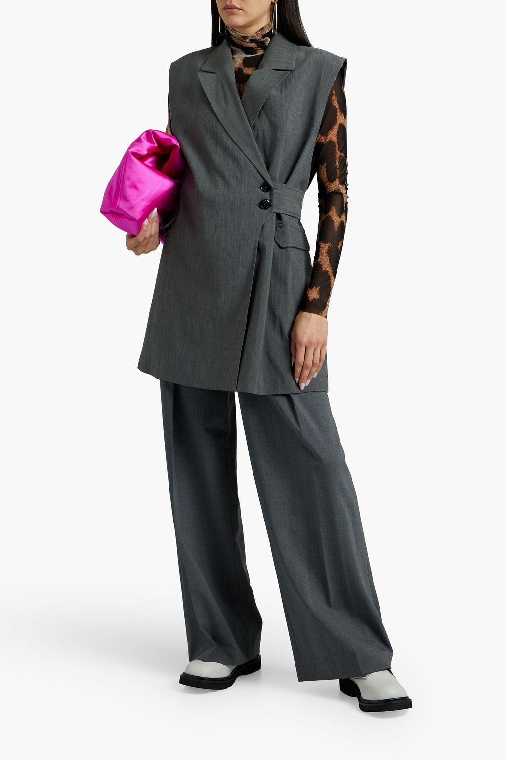 GANNI Double-breasted mélange woven vest