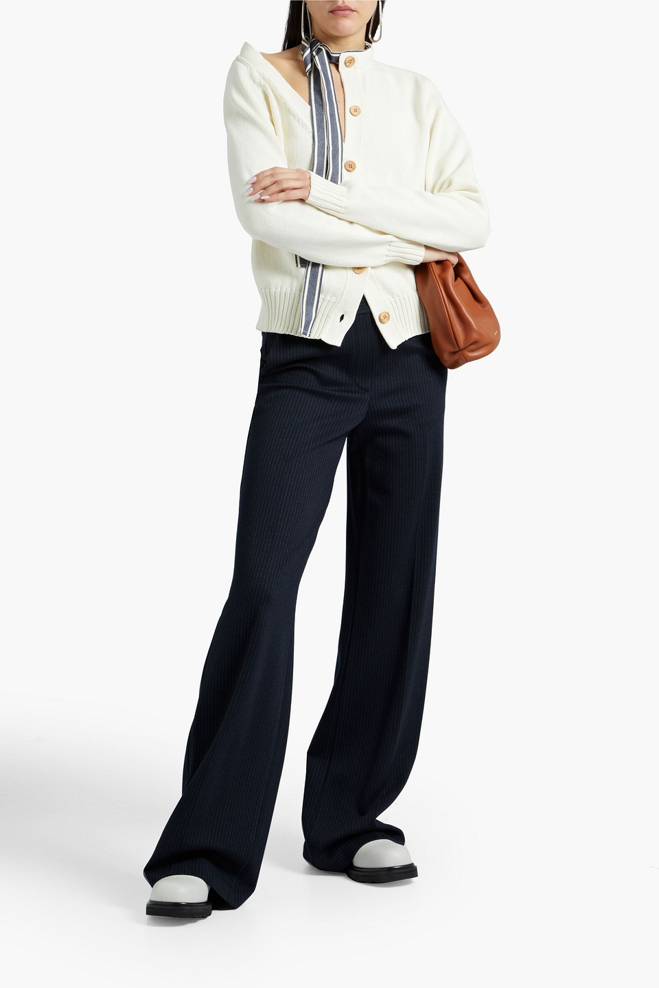 Monse Asymmetric Tie-neck Cotton Jumper In Ivory