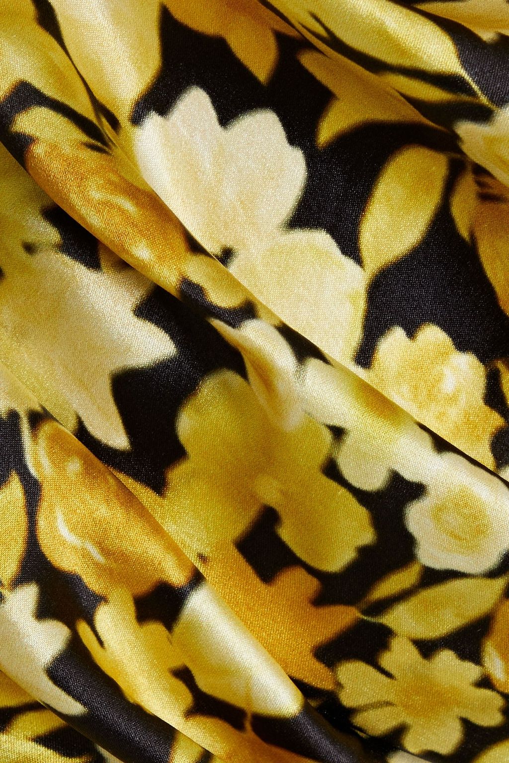 GANNI Pleated floral-print silk-blend satin midi dress