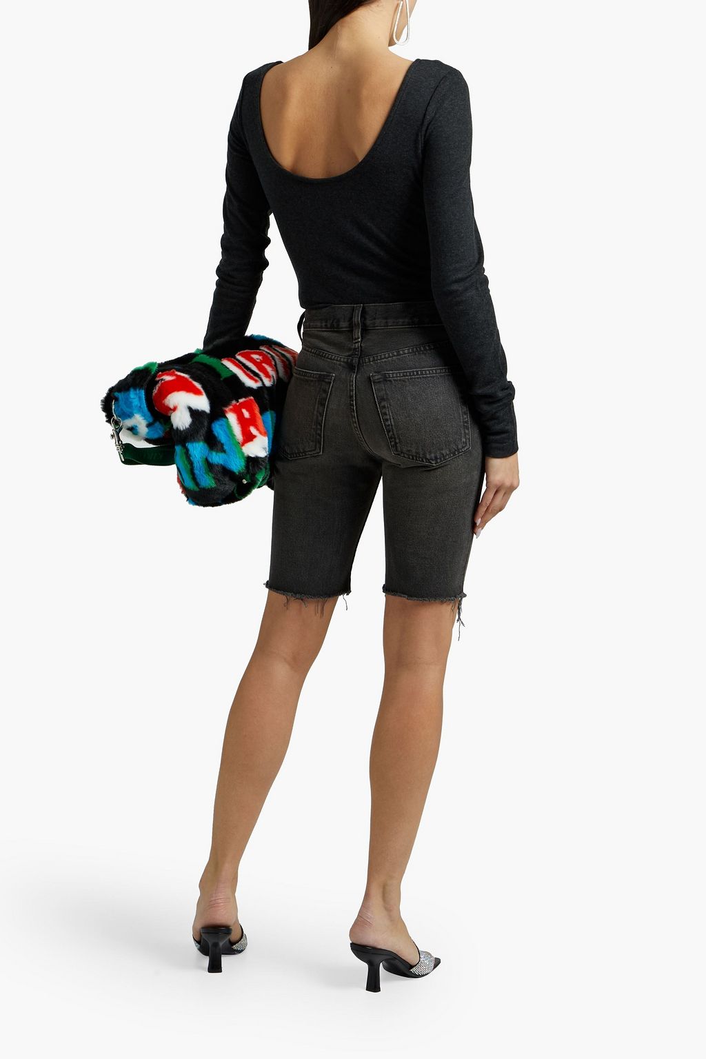 GANNI Mélange brushed Lyocell-blend jersey bodysuit