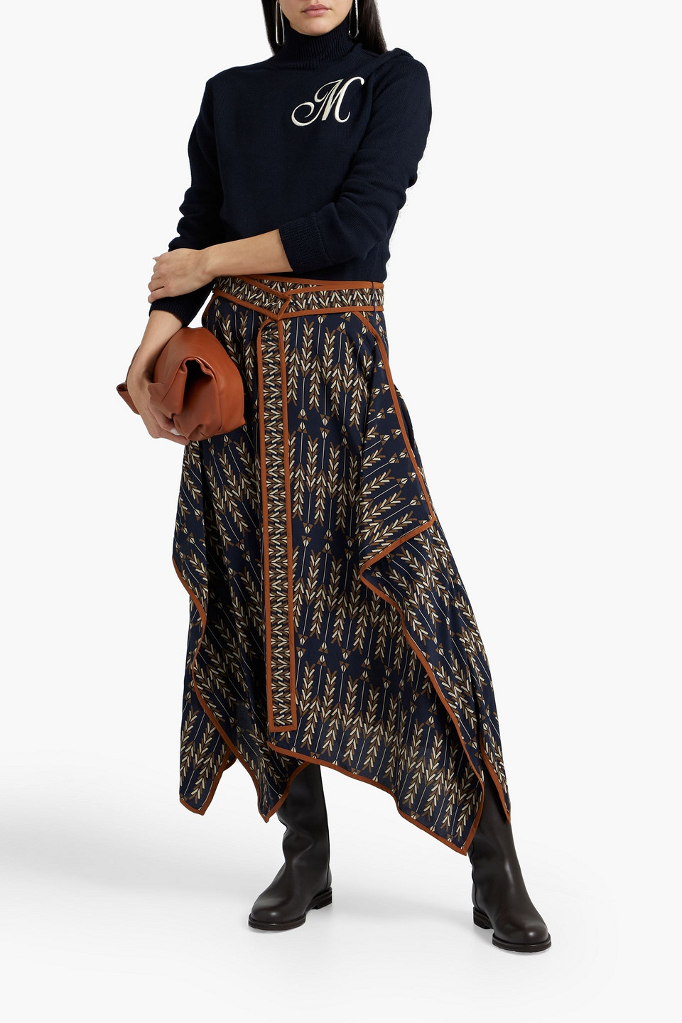 Monse Cutout Embroidered Merino Wool Turtleneck Jumper In Midnight Blue