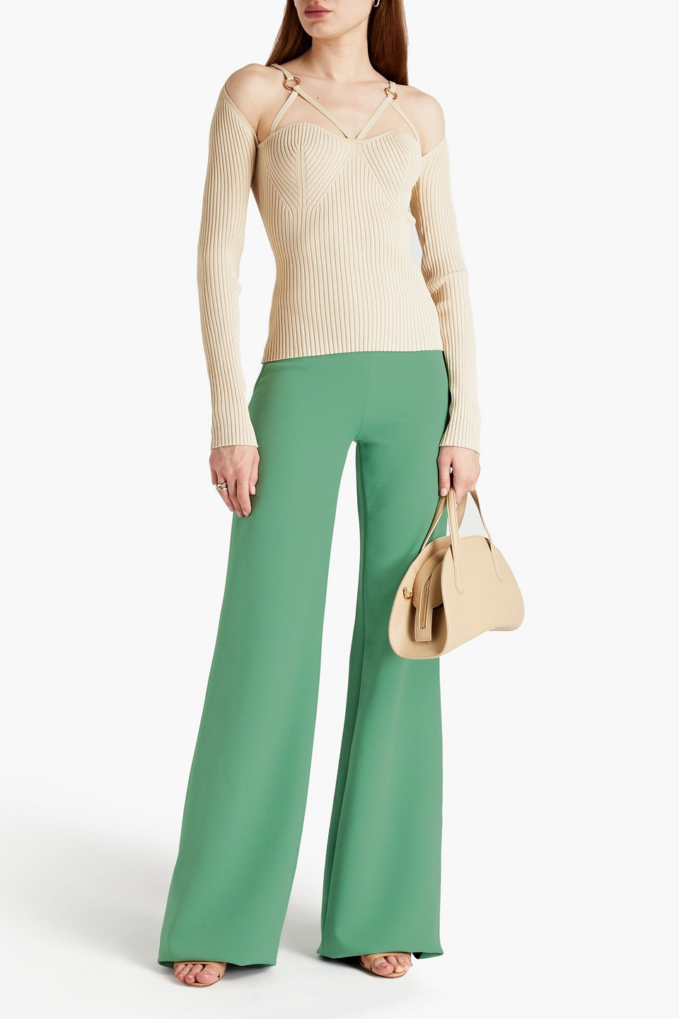 Safiyaa Halluana Stretch-crepe Wide-leg Trousers