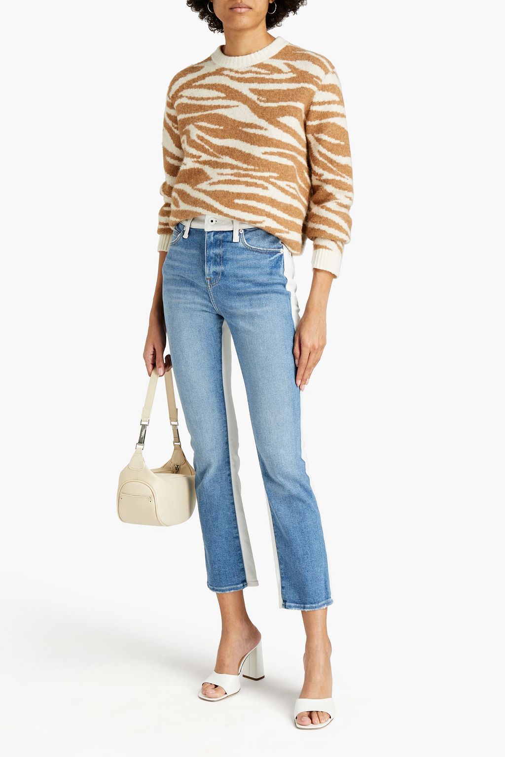SIMKHAI River two-tone high-rise straight-leg jeans