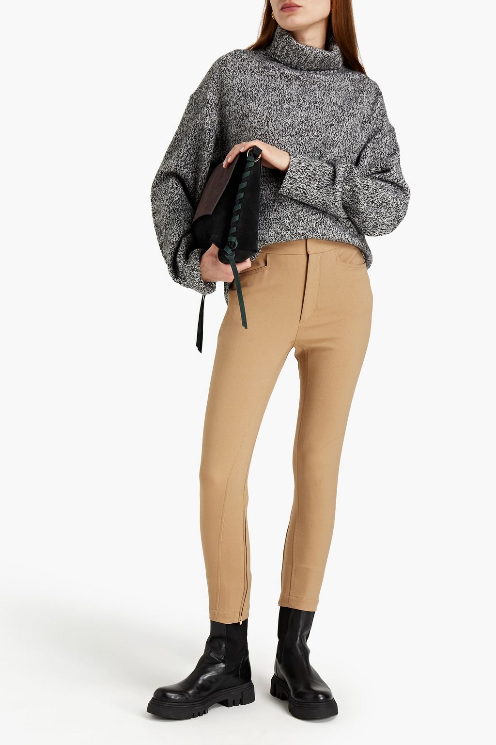 CHLOÉ Cropped stretch-wool skinny pants