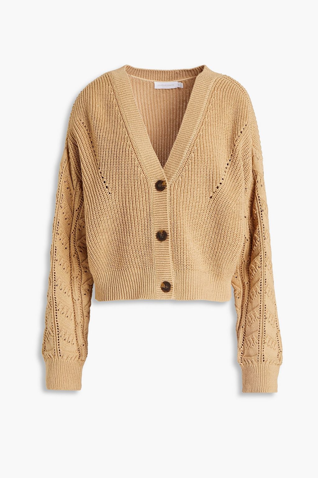 Sand Luisa pointelle knit-paneled 