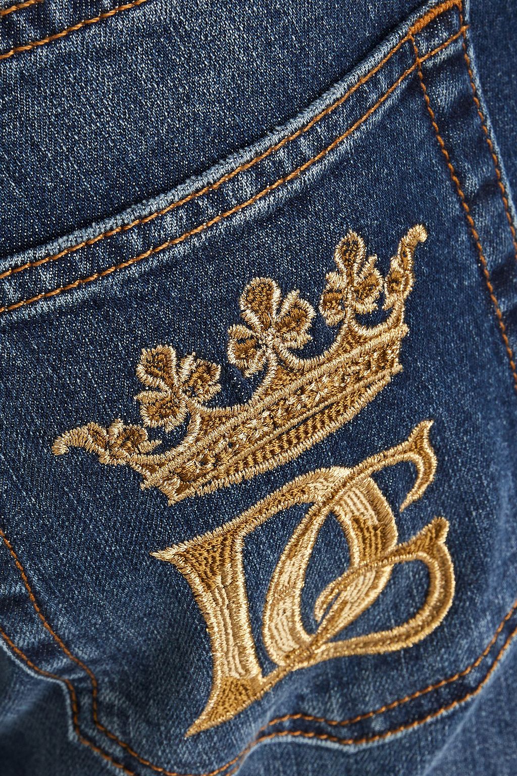 DOLCE & GABBANA Slim-fit logo-embroidered denim jeans