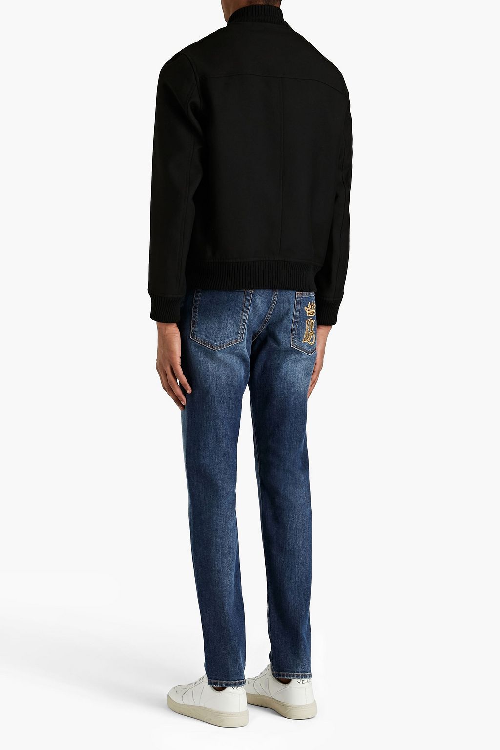 DOLCE & GABBANA Slim-fit logo-embroidered denim jeans