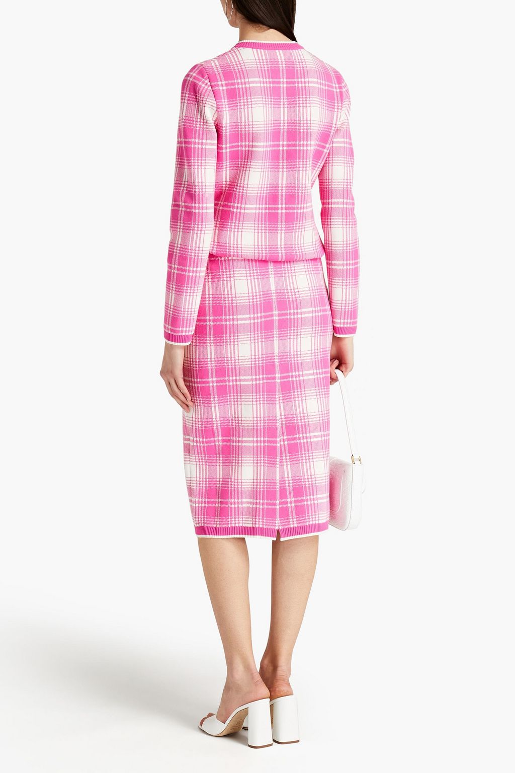 OSCAR DE LA RENTA Checked knitted cardigan