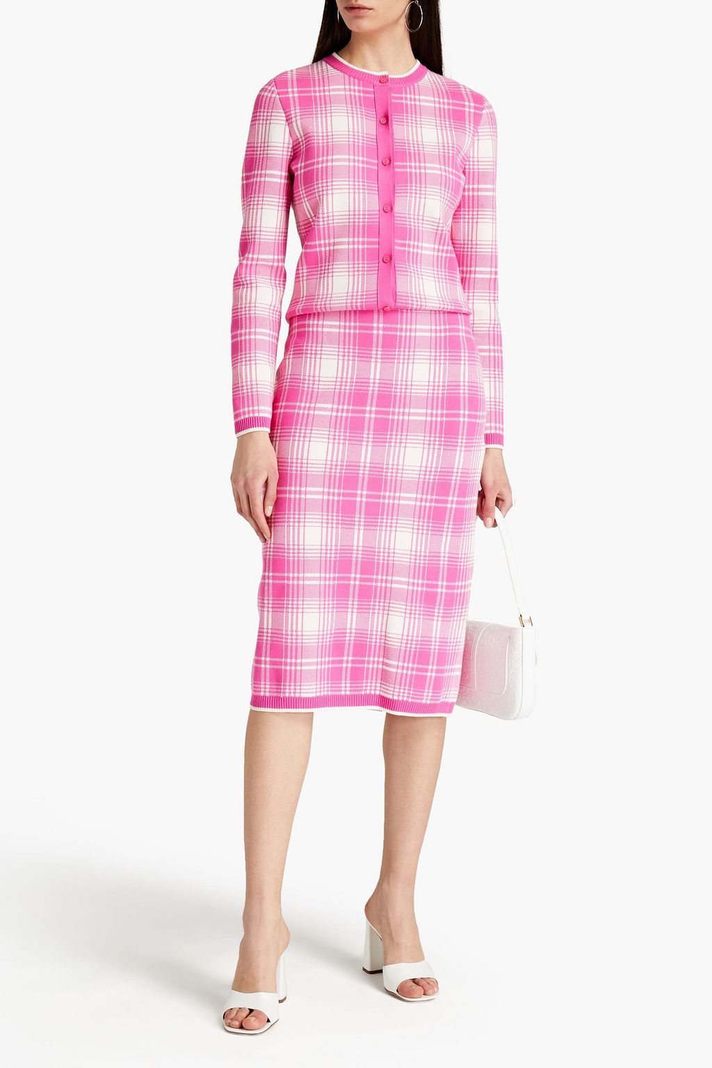 OSCAR DE LA RENTA Checked knitted cardigan