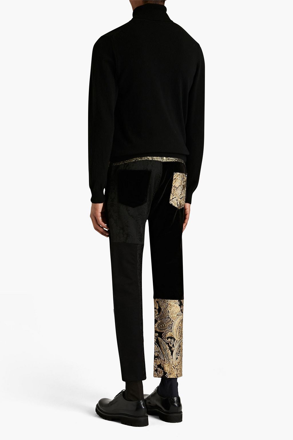 DOLCE & GABBANA Slim-fit jacquard-paneled denim jeans
