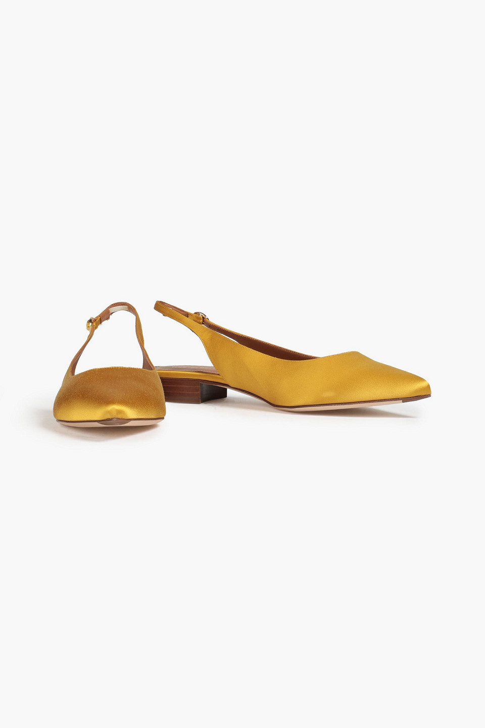 Vanessa Bruno Satin Slingback Point-toe Flats In Orange