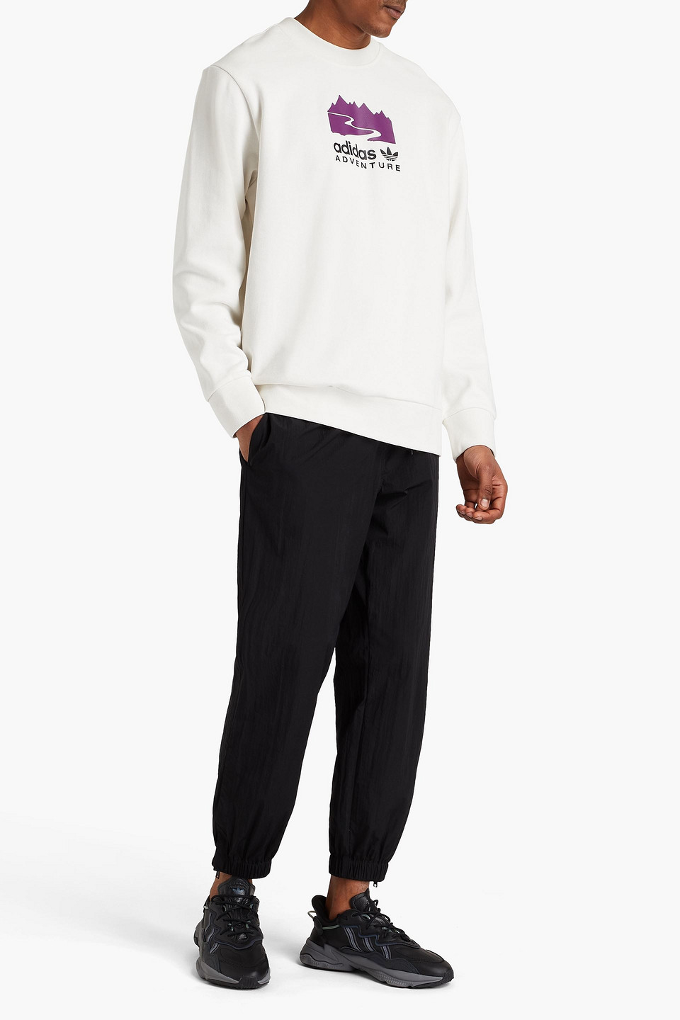 Adidas Originals Man Printed French Cotton-terry Sweatshirt In White