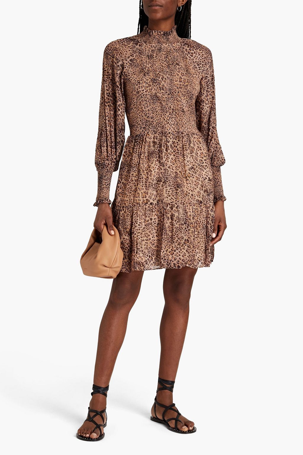 ML MONIQUE LHUILLIER Leopard-print crepe de chine mini dress