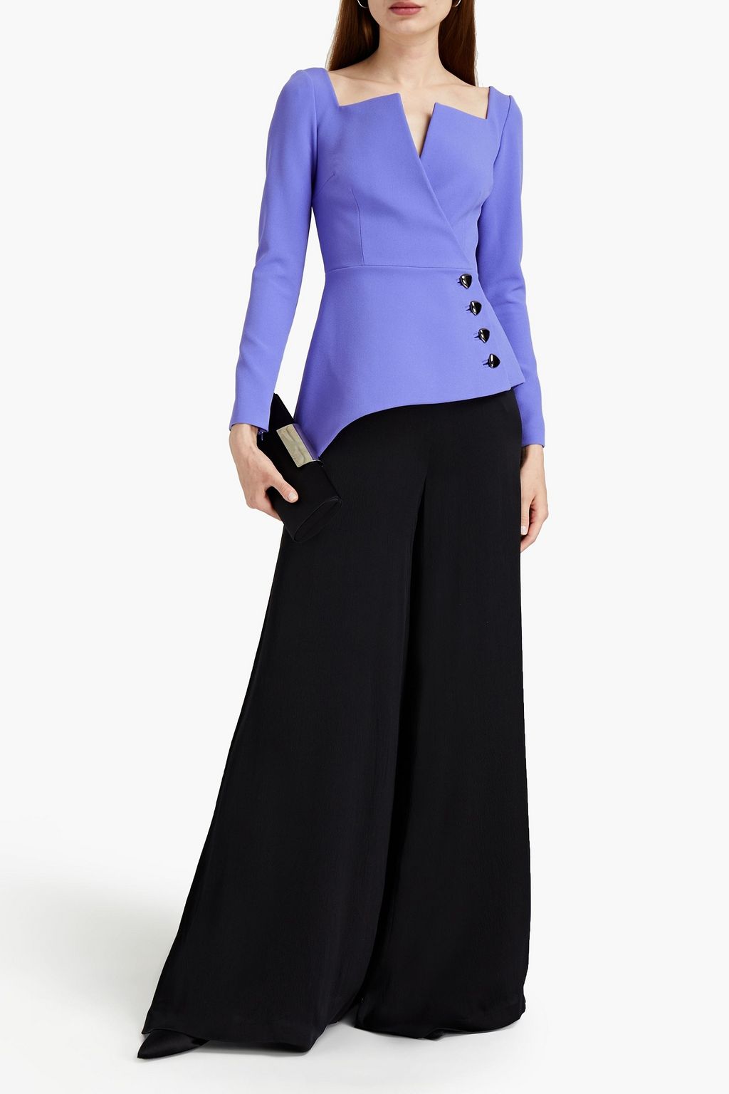SAFIYAA Tandi asymmetric wrap-effect crepe top