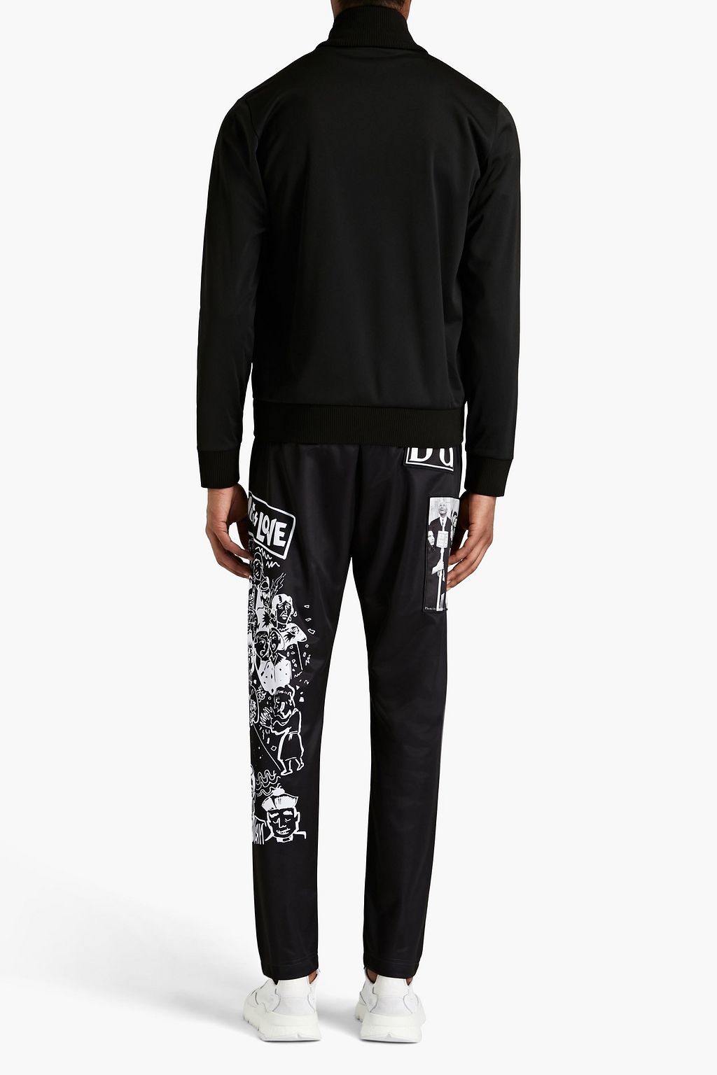 DOLCE & GABBANA Appliquéd printed satin-jersey track pants