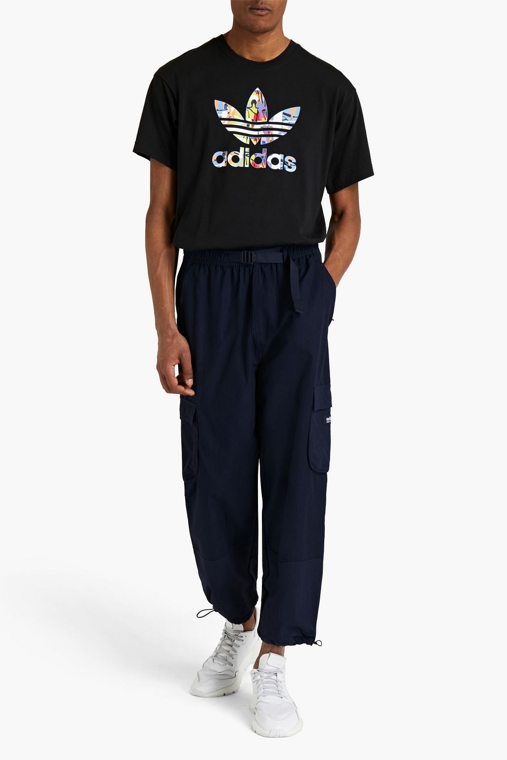 ADIDAS ORIGINALS Logo-appliquéd belted cotton track pants