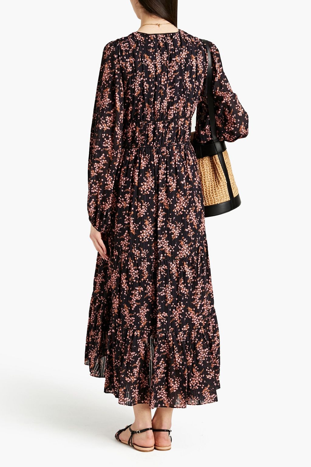 ULLA JOHNSON Joan gathered floral-print cotton-blend jacquard midi dress