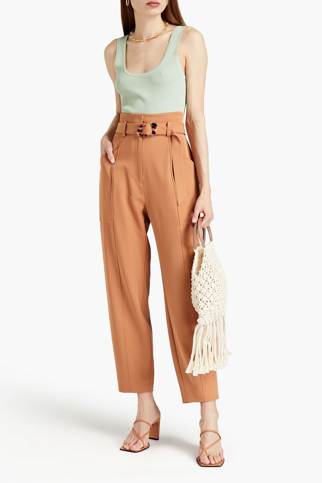 SIMKHAI Nikita belted twill tapered pants