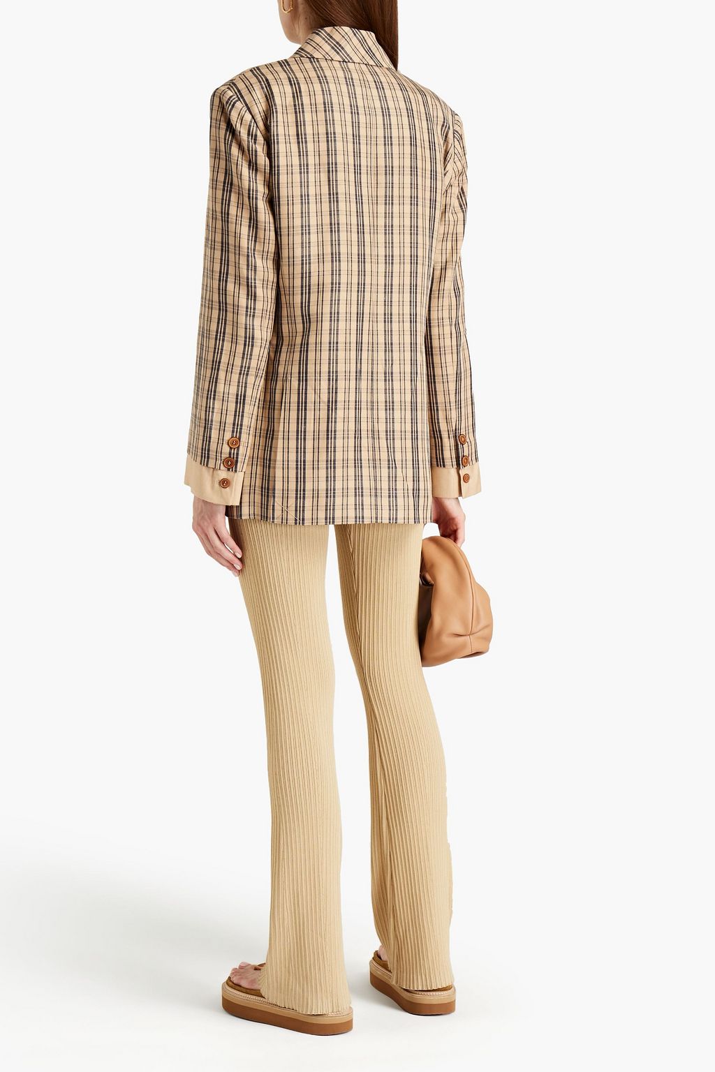 SIMKHAI Leanna double-breasted checked twill blazer