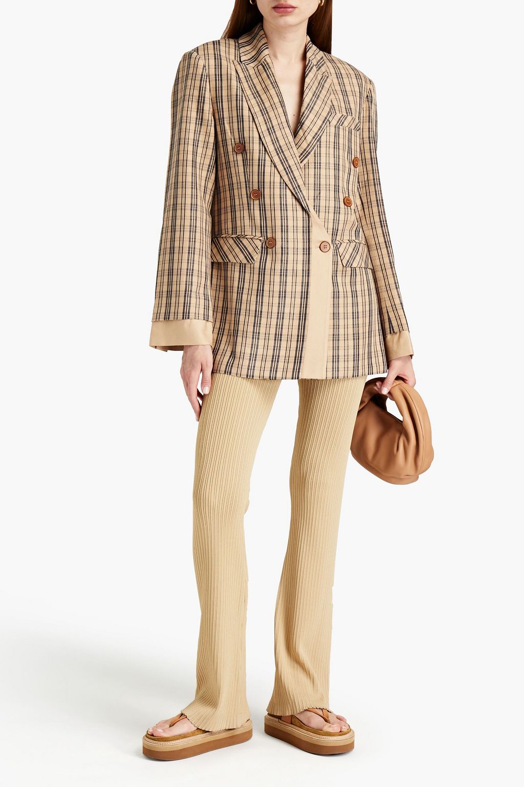 SIMKHAI Leanna double-breasted checked twill blazer