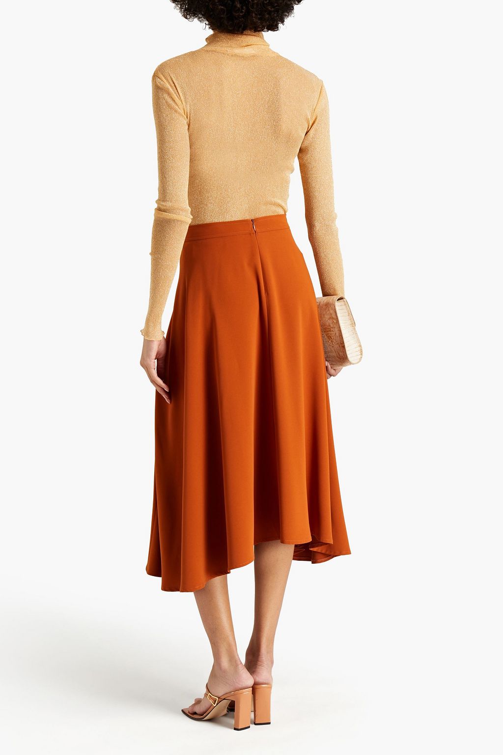 SIMKHAI Metallic stretch-mesh turtleneck top