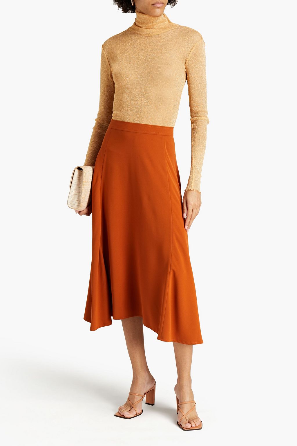 SIMKHAI Metallic stretch-mesh turtleneck top