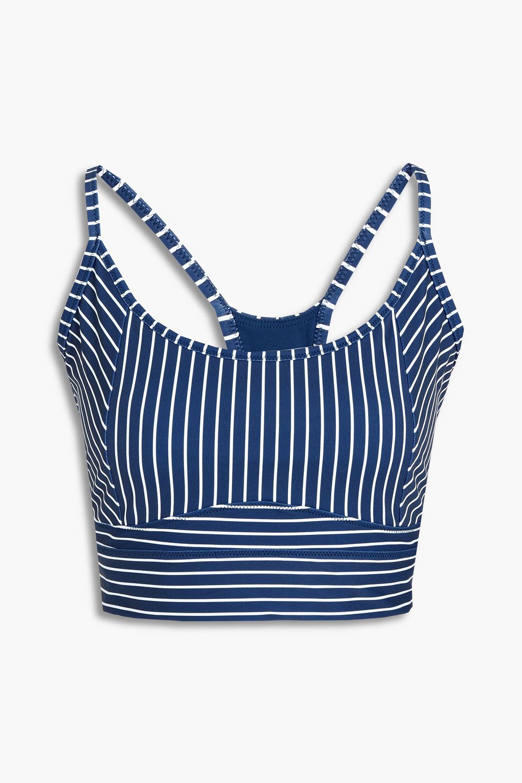 SOLID & STRIPED SPORT Cutout striped stretch-jersey sports bra