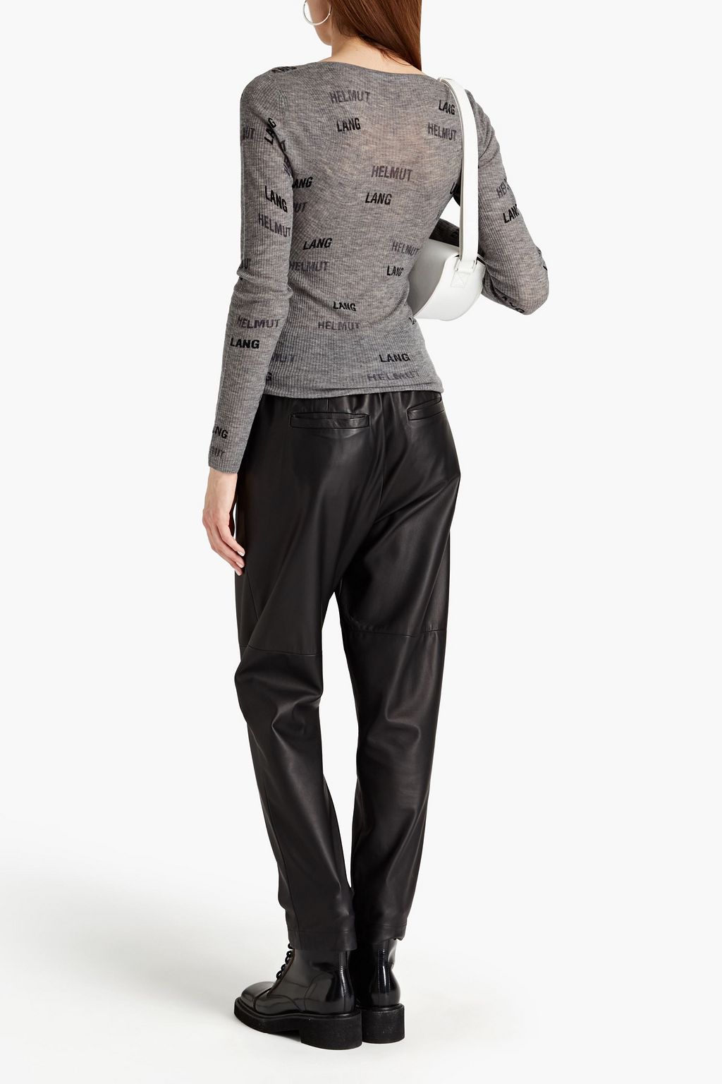 HELMUT LANG Printed ribbed wool top