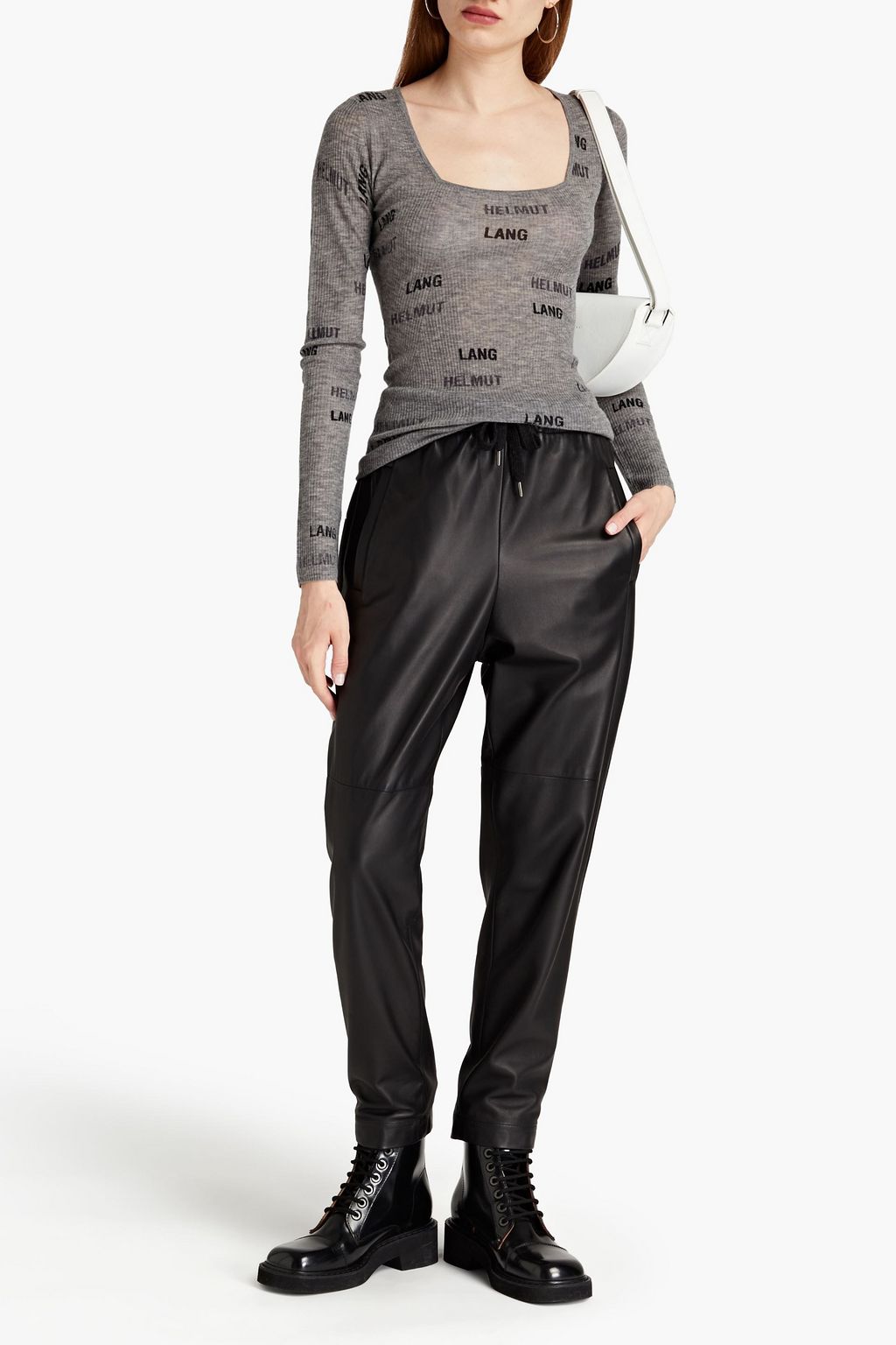 HELMUT LANG Printed ribbed wool top