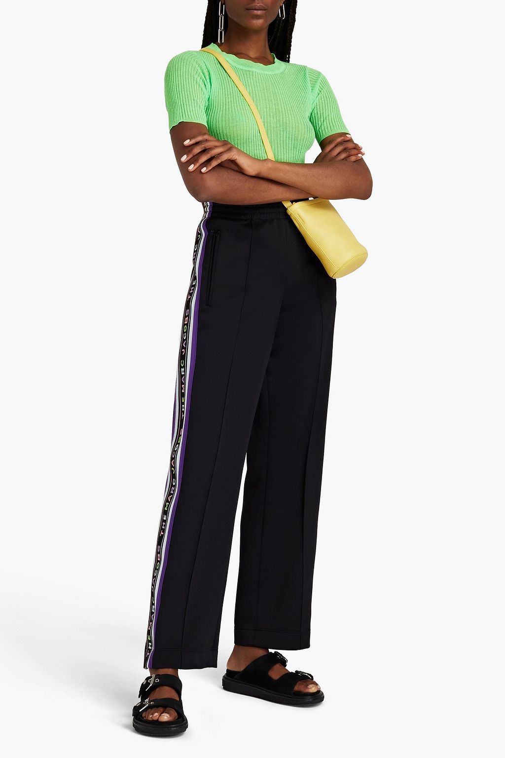 MARC JACOBS Jacquard-trimmed stretch-jersey track pants
