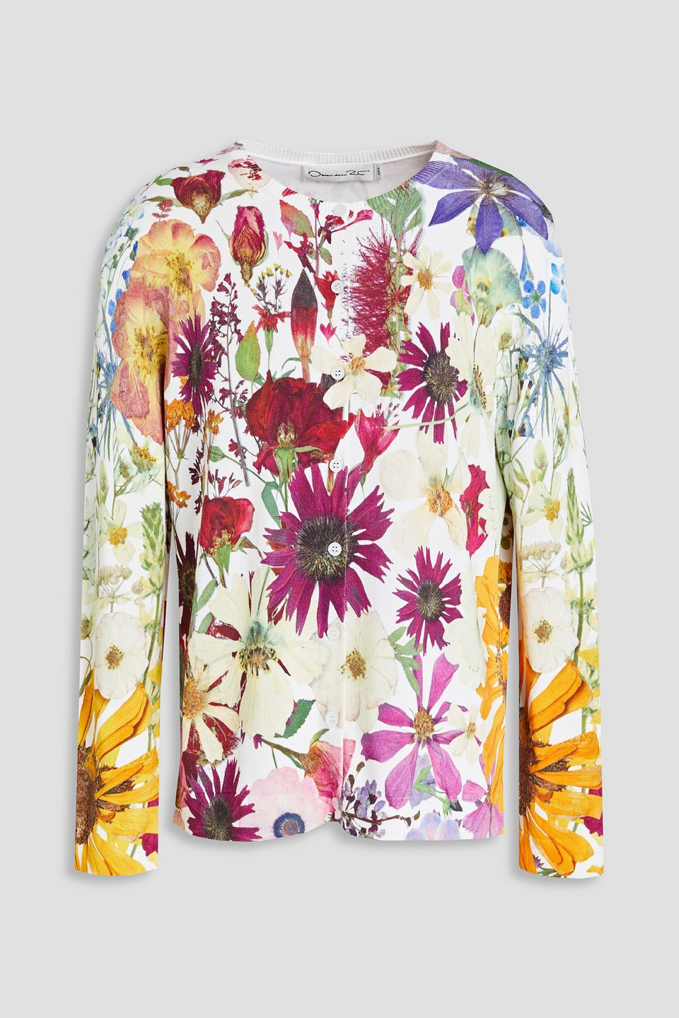 Floral-print knitted cardigan